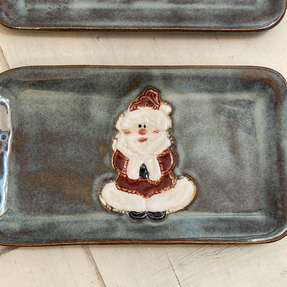 Handcrafted Pottery by Laura Barbieri trinket dishes Santa & snowman - Picture 3 of 10
